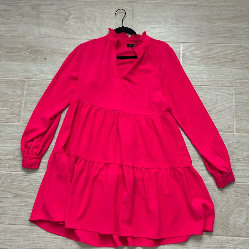 1. State Pink Tiered Flare Dress